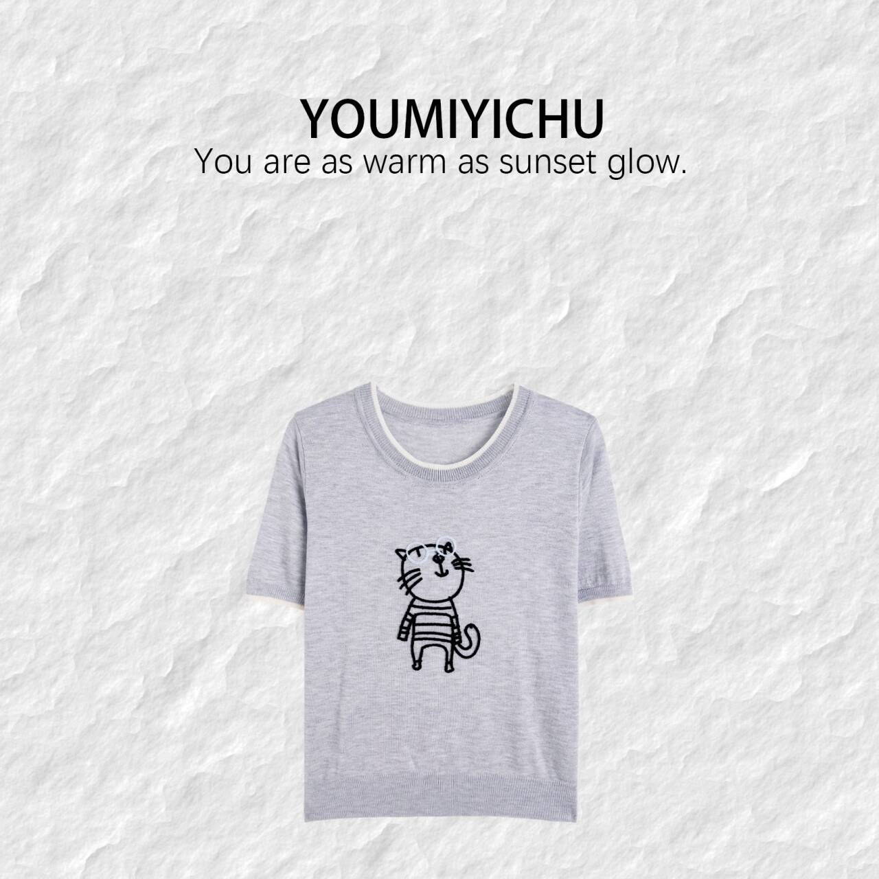 Y.M | 小猫茶 70S丝光羊毛 减龄精致百搭款针织短袖25828