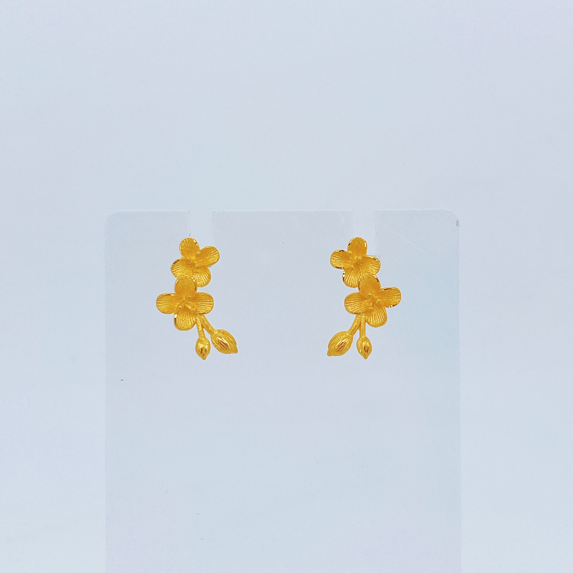 足金999黄金花花耳钉2.75