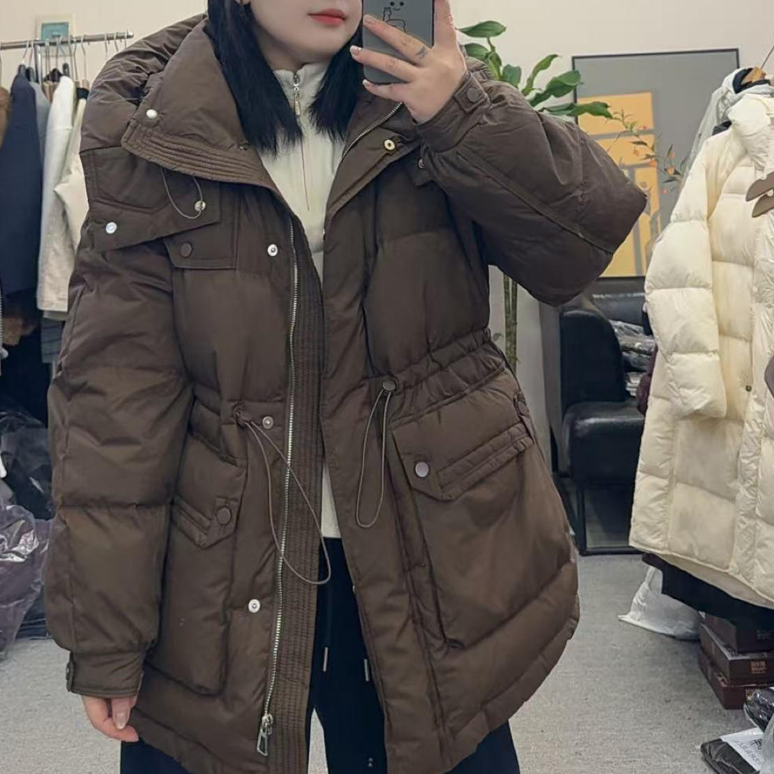 定制连帽优等品拉链8507防水极简风韩版收腰中长款加厚