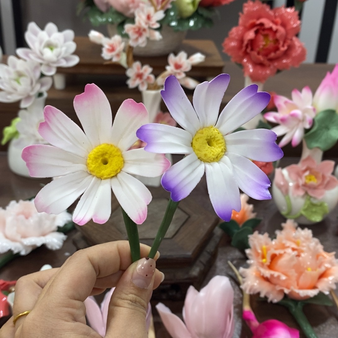 瓷片陶瓷手工花摆件