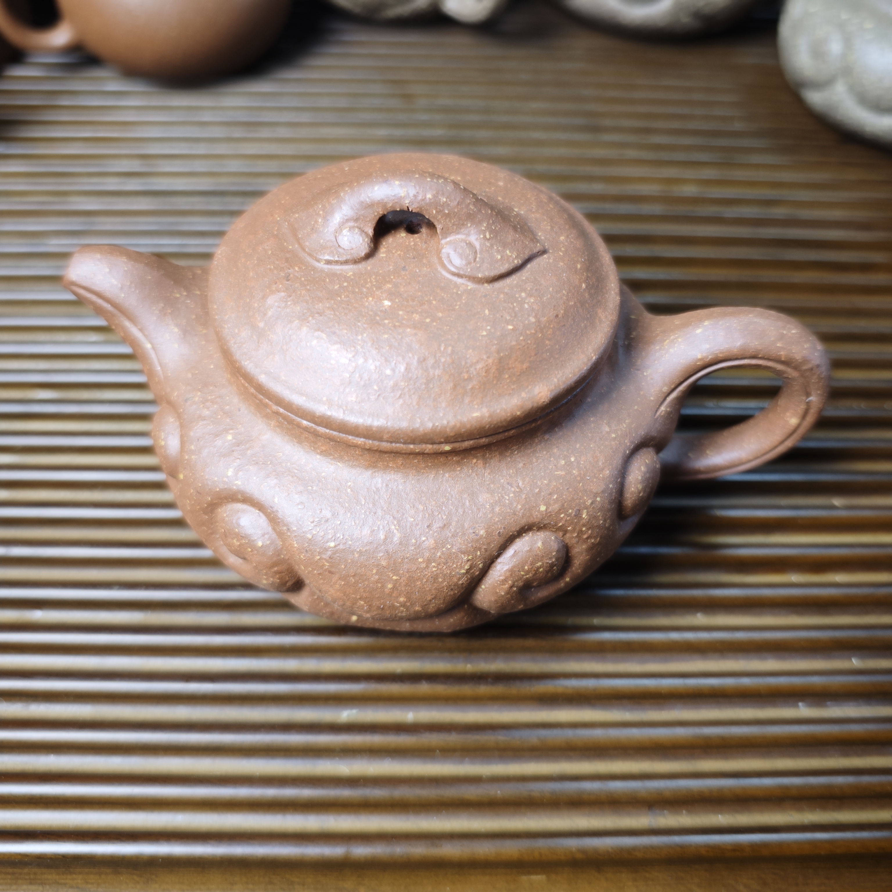 〖大仿古如意〗原矿桃花泥粗砂半手工如意仿古310cc