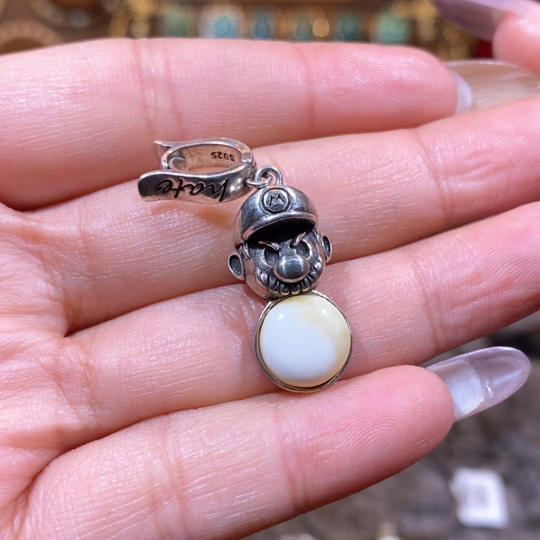 琥珀颈饰银S925镶嵌吊坠