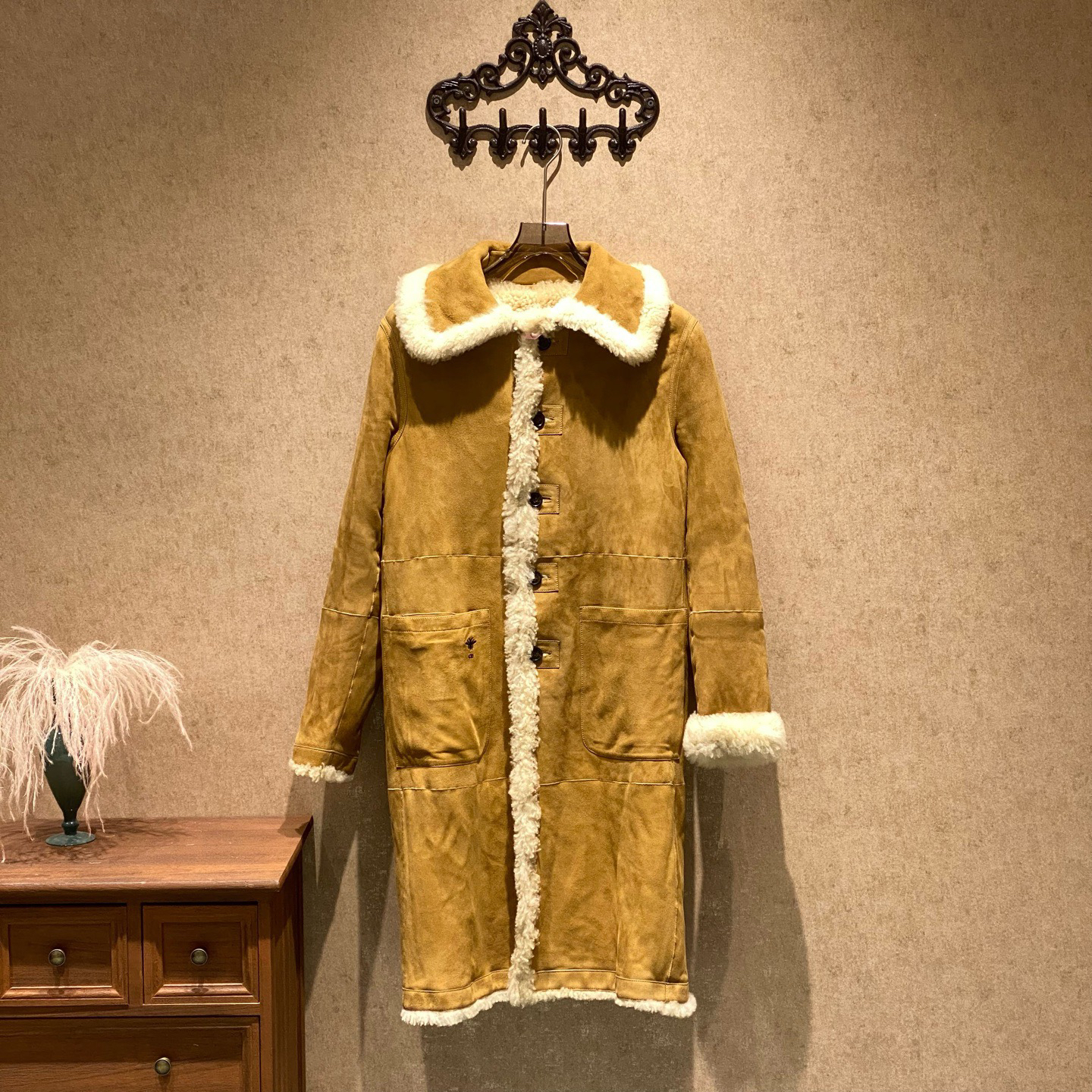 99新 DIOR/迪奥 Dior 双面穿棕色皮毛一体大衣/36码/99新/38047