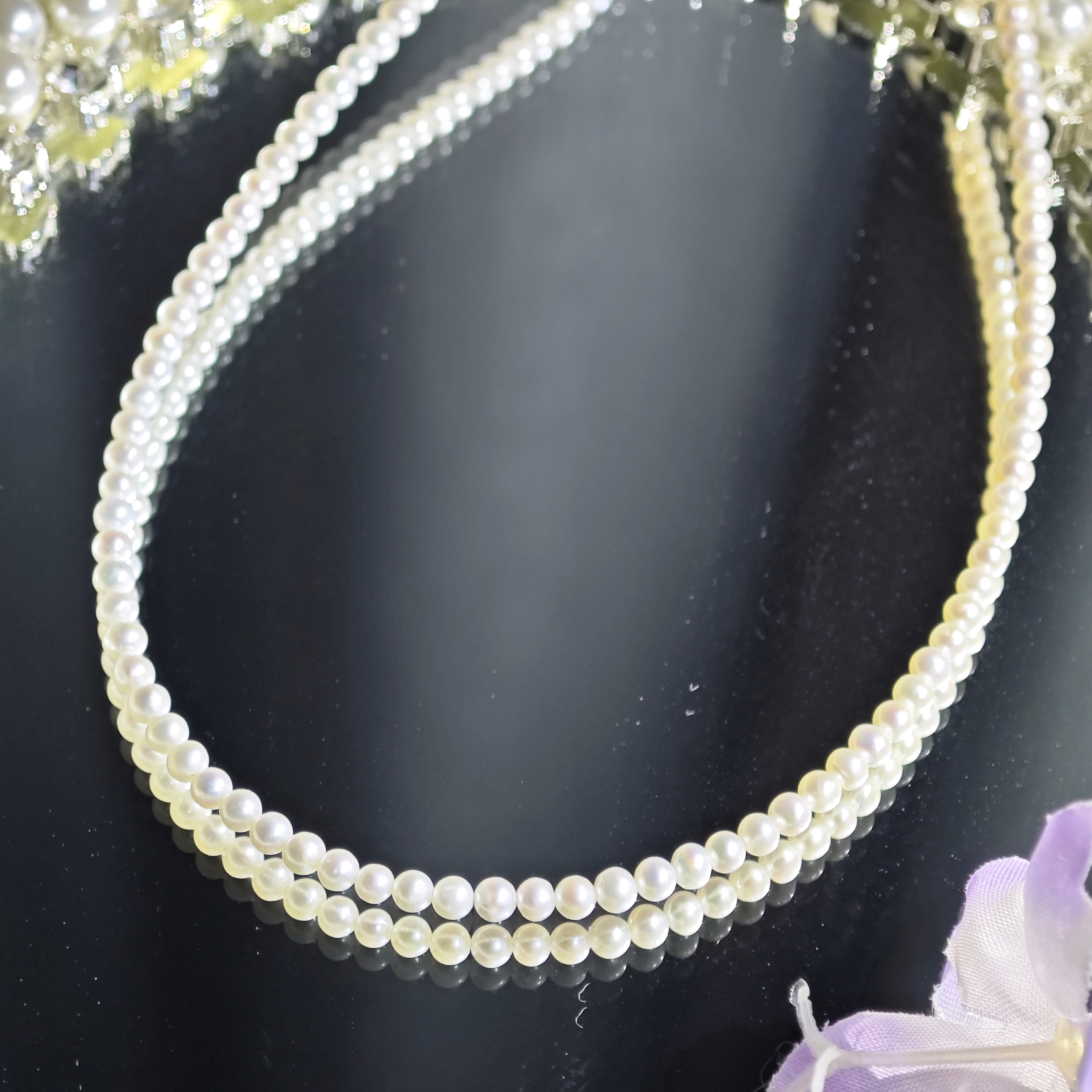 s925冷白皮超强皮光天然珍珠3mm项链 5178