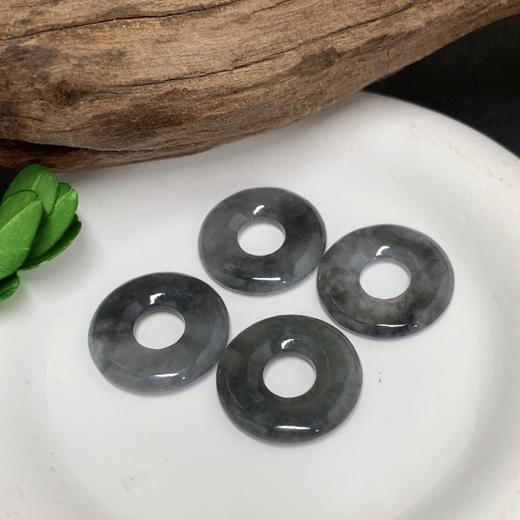 【陌玉精选】缅料A货翡翠高冰百搭精美乌鸡甜甜圈 赠耳包 多样性发