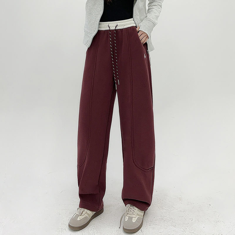 【福利款加绒加厚直筒香蕉裤】弯刀抽绳女裤