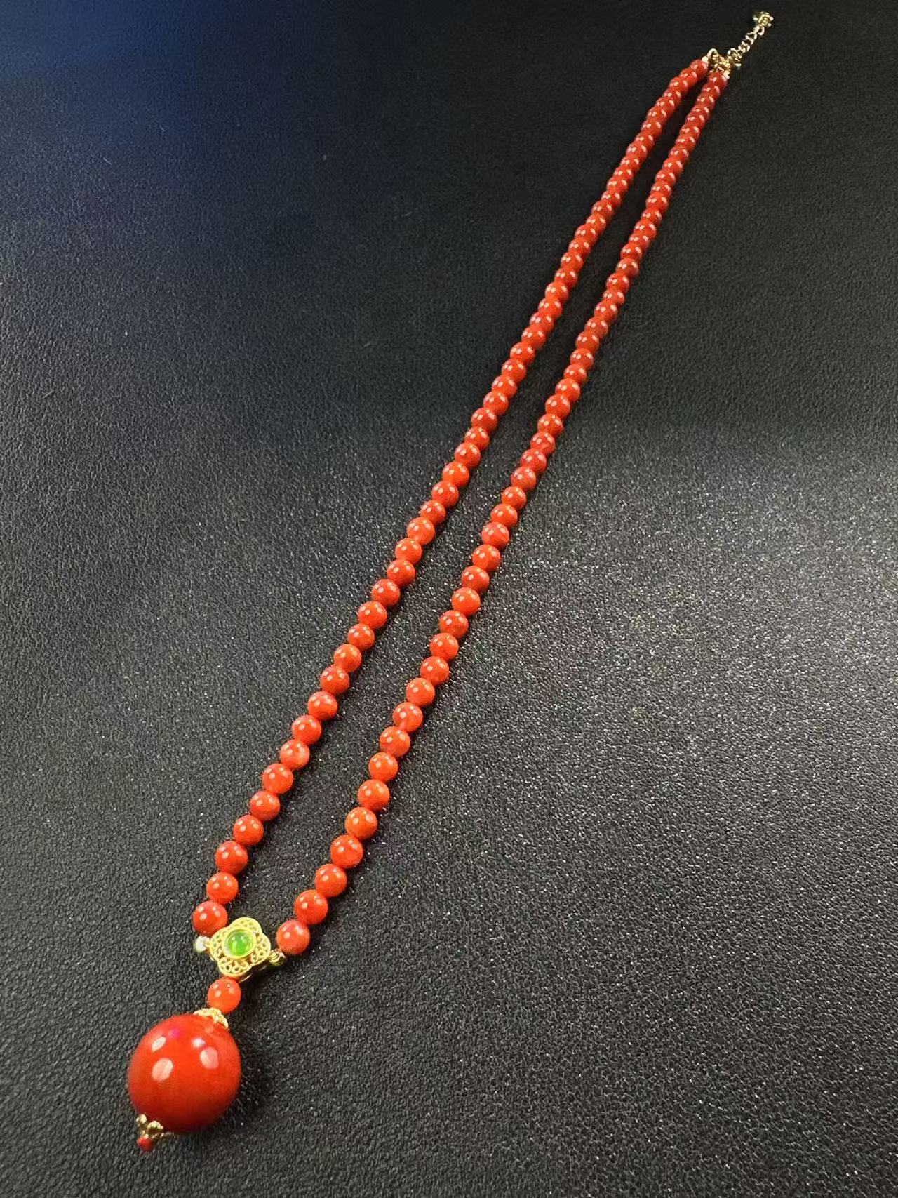 【一立珠宝189】保山满肉柿子南红珠链卡5+主石卡15+（多样性发其一）