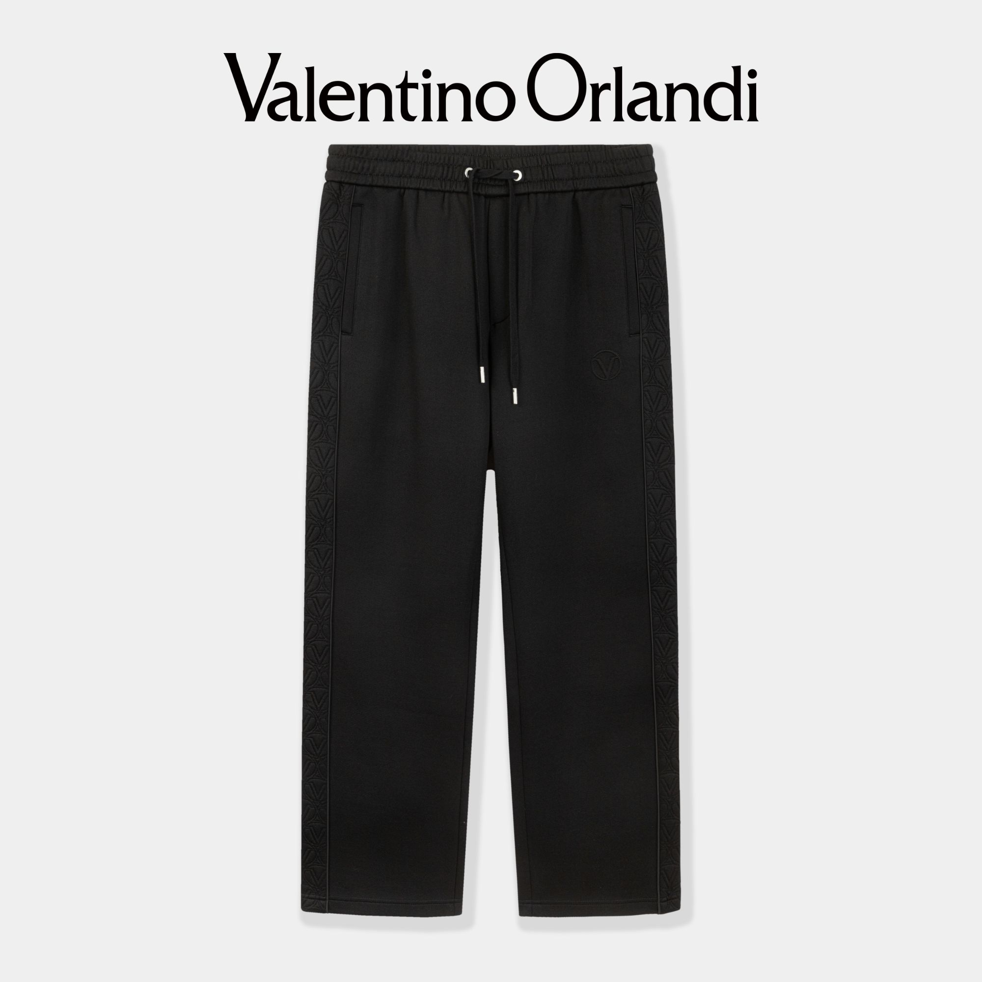 Valentino orlandi男士春秋B版老钱风净版小标压花直筒针织休闲裤