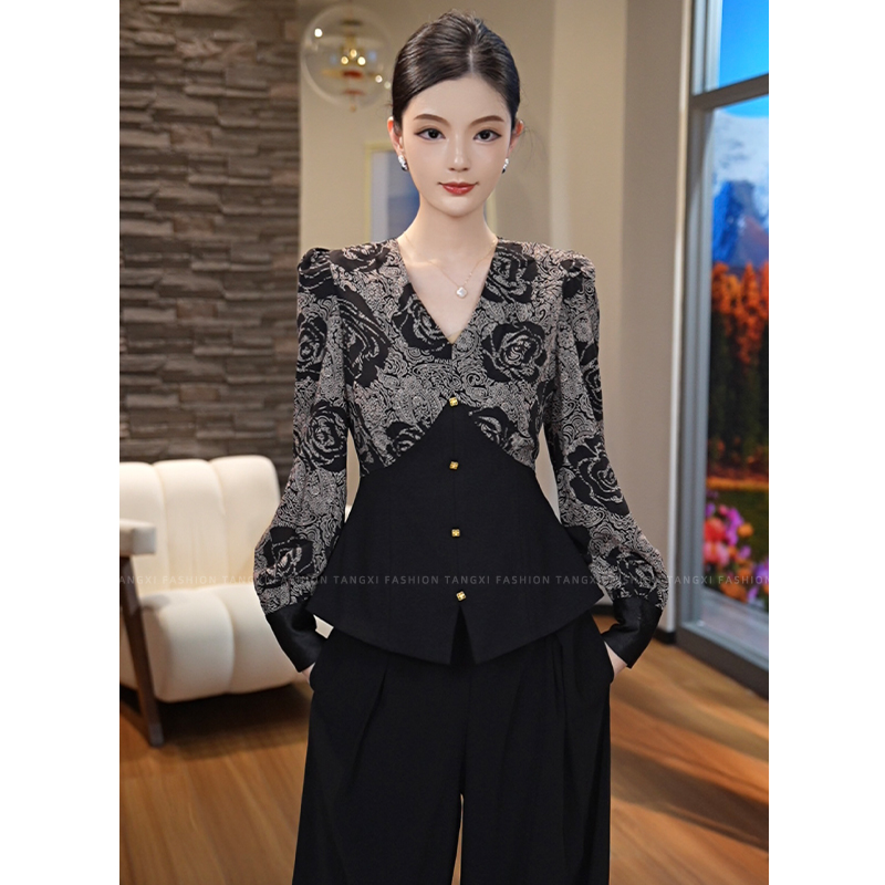2025早秋新【X-Q177】修身显瘦高级感时尚气质V领长袖衬衫女