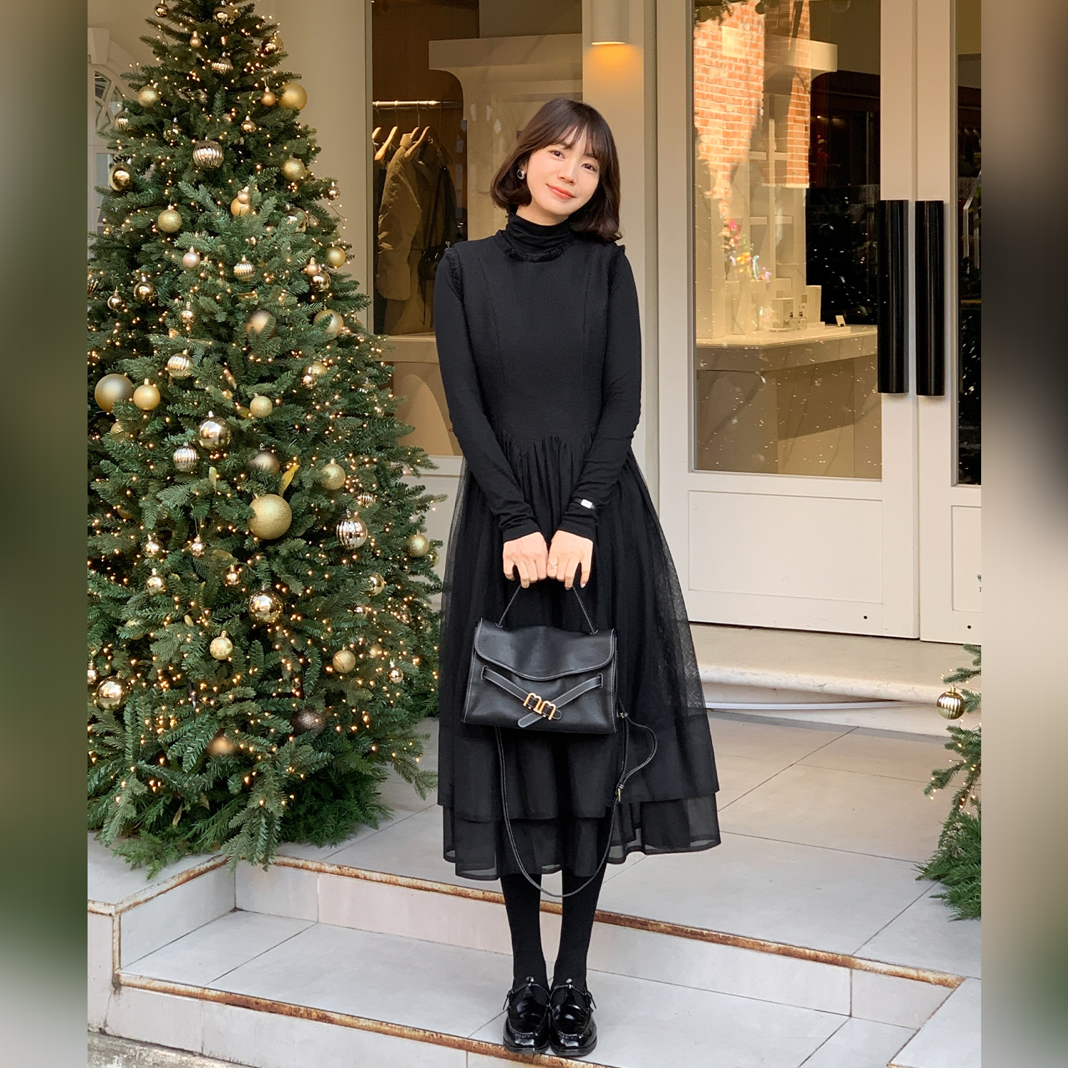 【双十二92折】【夜色百合】FS512L006网纱拼接连衣裙