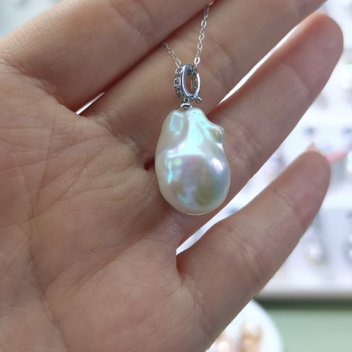 淡水珍珠吊坠(不含链)银S925镶嵌