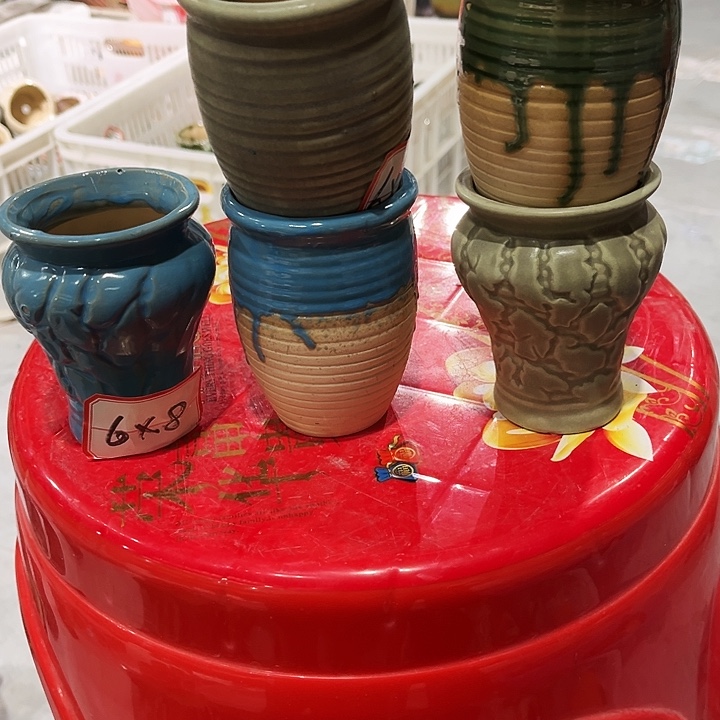 瓷片花盆多肉植物艺术品