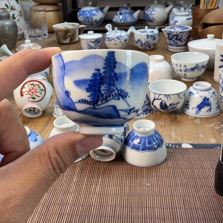 瓷片青花瓷器杯子茶具