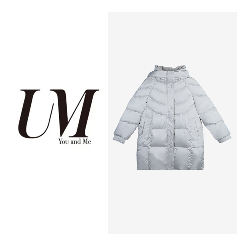 【U.M】宽松0压感连帽面包格鹅绒羽绒服