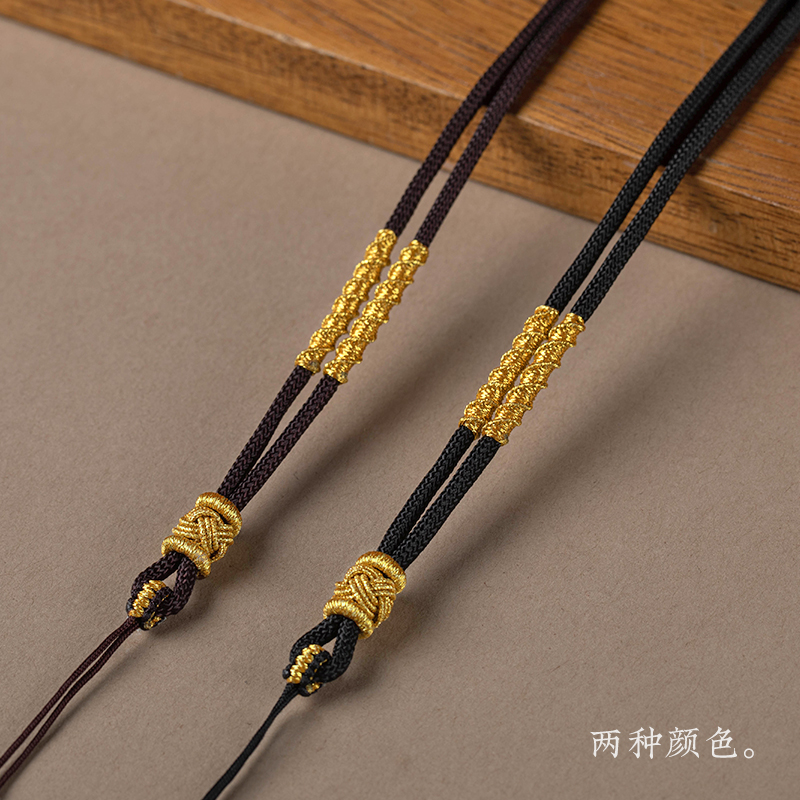 原创八宝罗盘项链绳佛头配饰绳复古风唐卡无事牌吊坠绳可调节绳