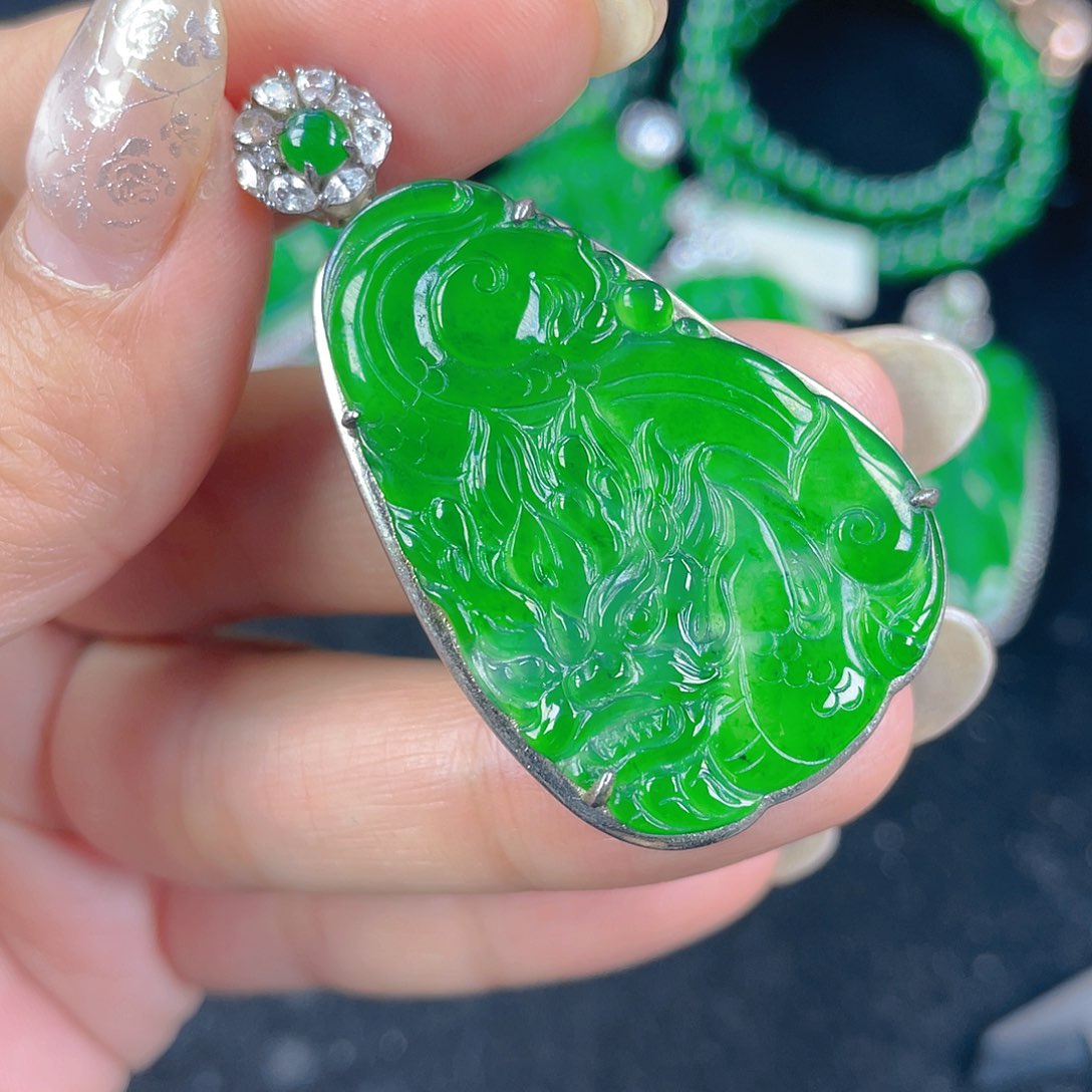 翡翠吊坠(不含链)银S925镶嵌