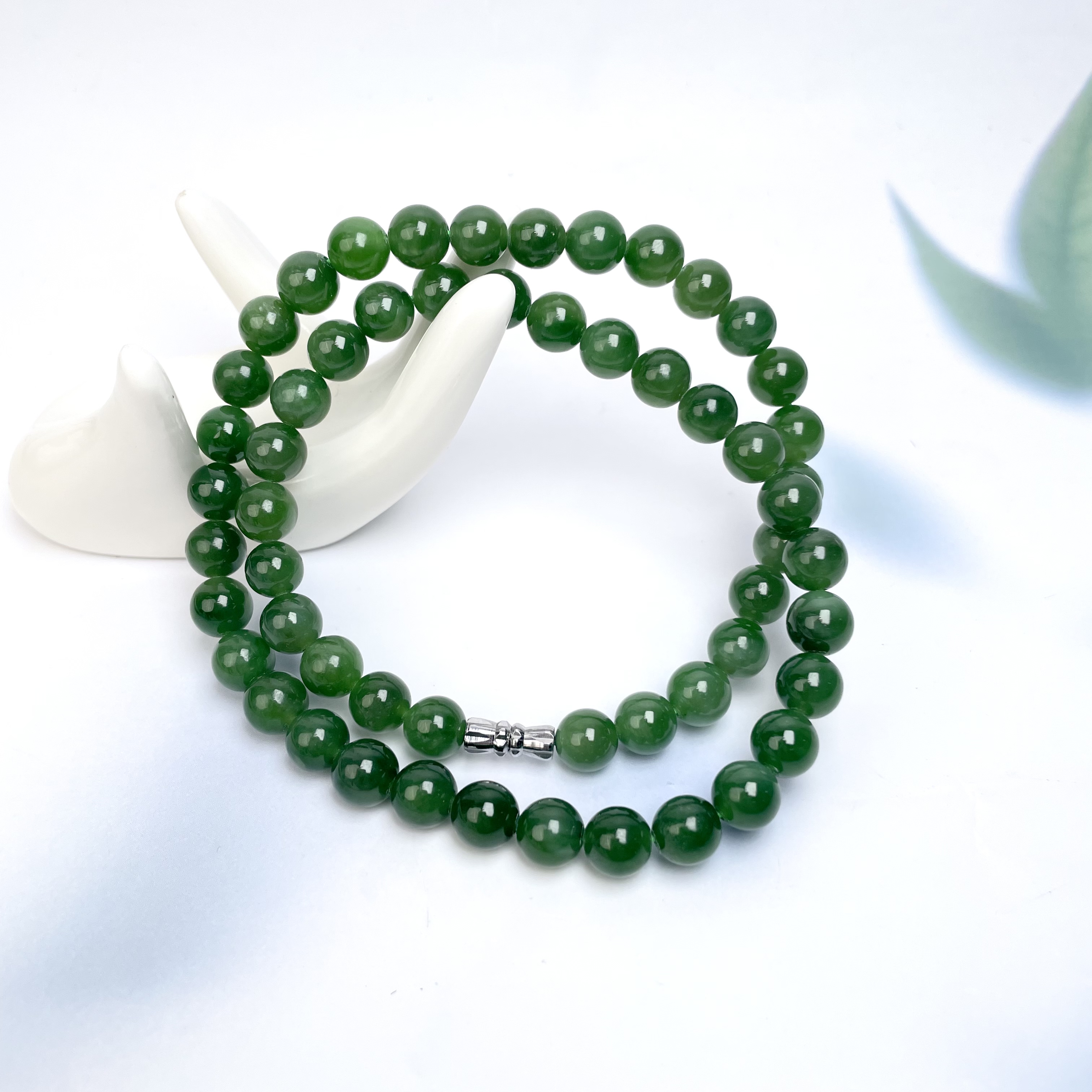 石惑珠宝·和田玉圆珠8mm项链