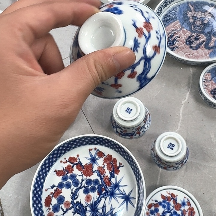 杯马*酒松竹梅盖子景德镇