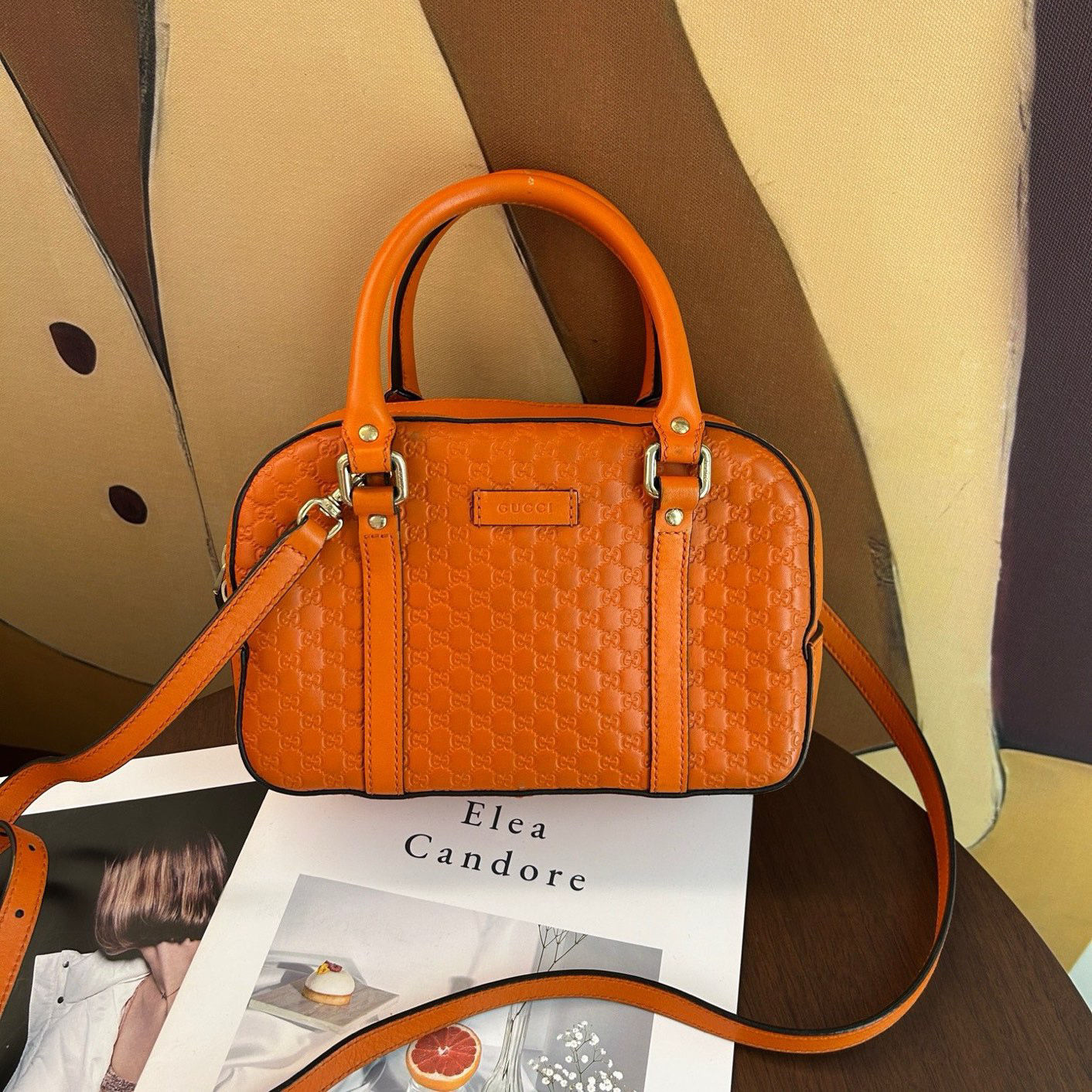 95新 GUCCI/古驰 橘色波士顿 小号 14506396