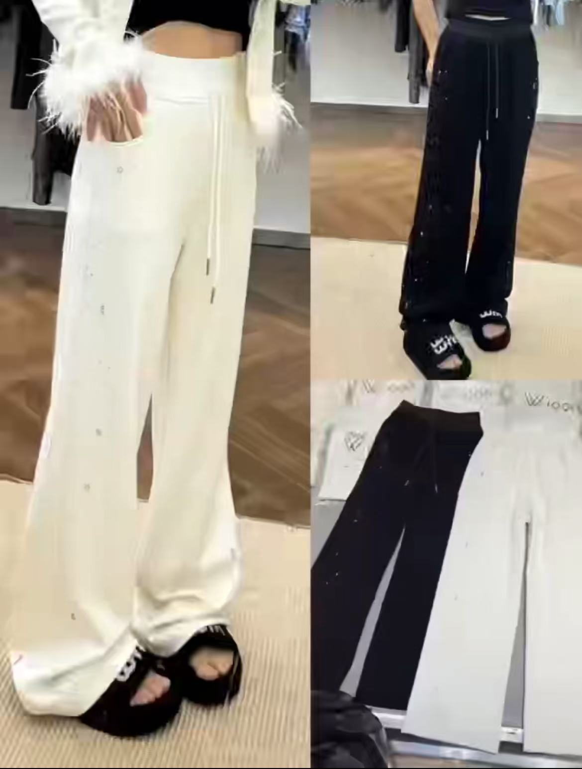 【漫老板】1059私服 定制重工侧钻窄版阔腿裤