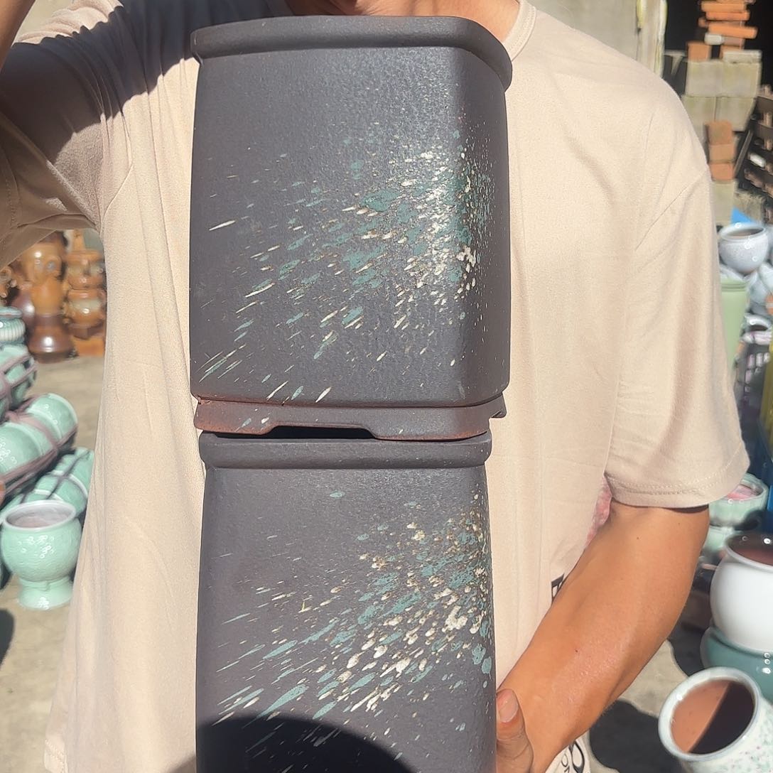 泼墨方两个口径15.5高度20