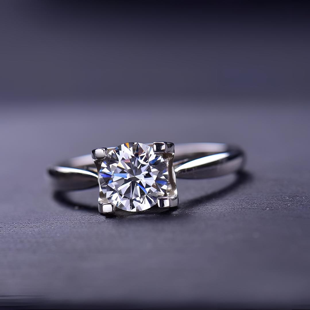 925银莫桑石戒指 【光壁牛头】0.5-3克拉 质感满满莫桑戒