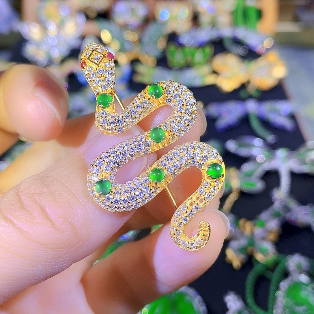 吊坠(不含链)银S925镶嵌翡翠