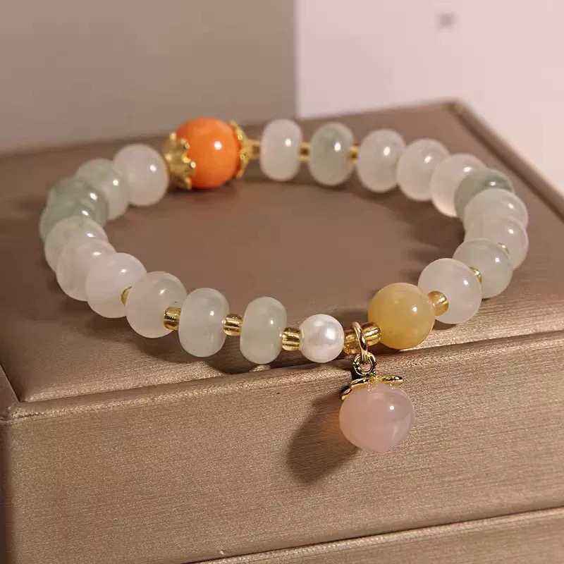 非金属仿水晶手链 小众水蜜桃玛瑙手链女款轻奢气质百搭水晶手串