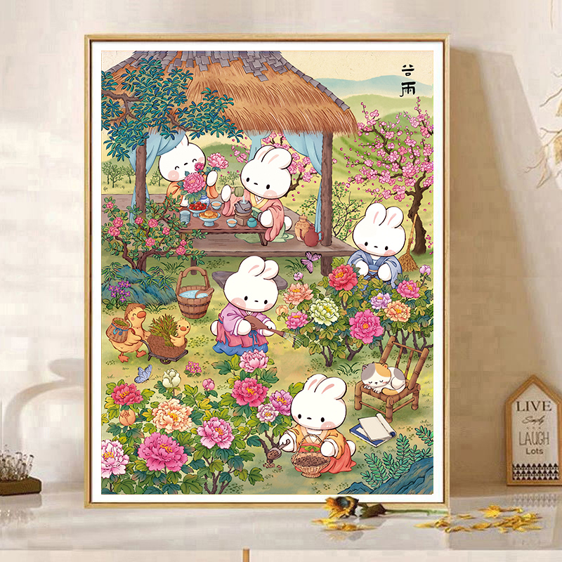 皇室蒙娜丽莎谷雨兔十字绣2025新款爆款客厅高级小件玄关卧室刺绣