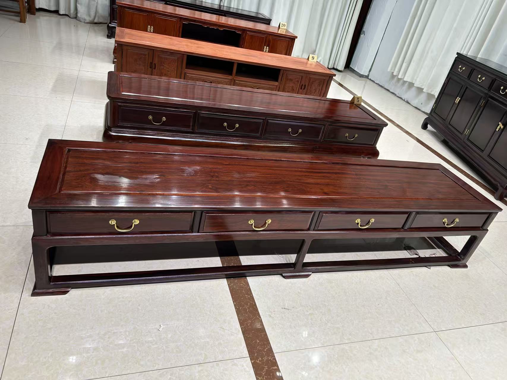 柬埔寨黑酸枝木电视柜学名毛榄仁木全原木家具新中式电视柜