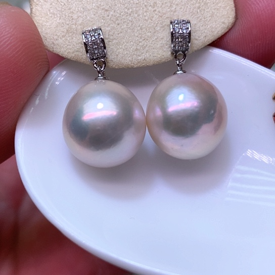 银S925镶嵌淡水珍珠耳饰