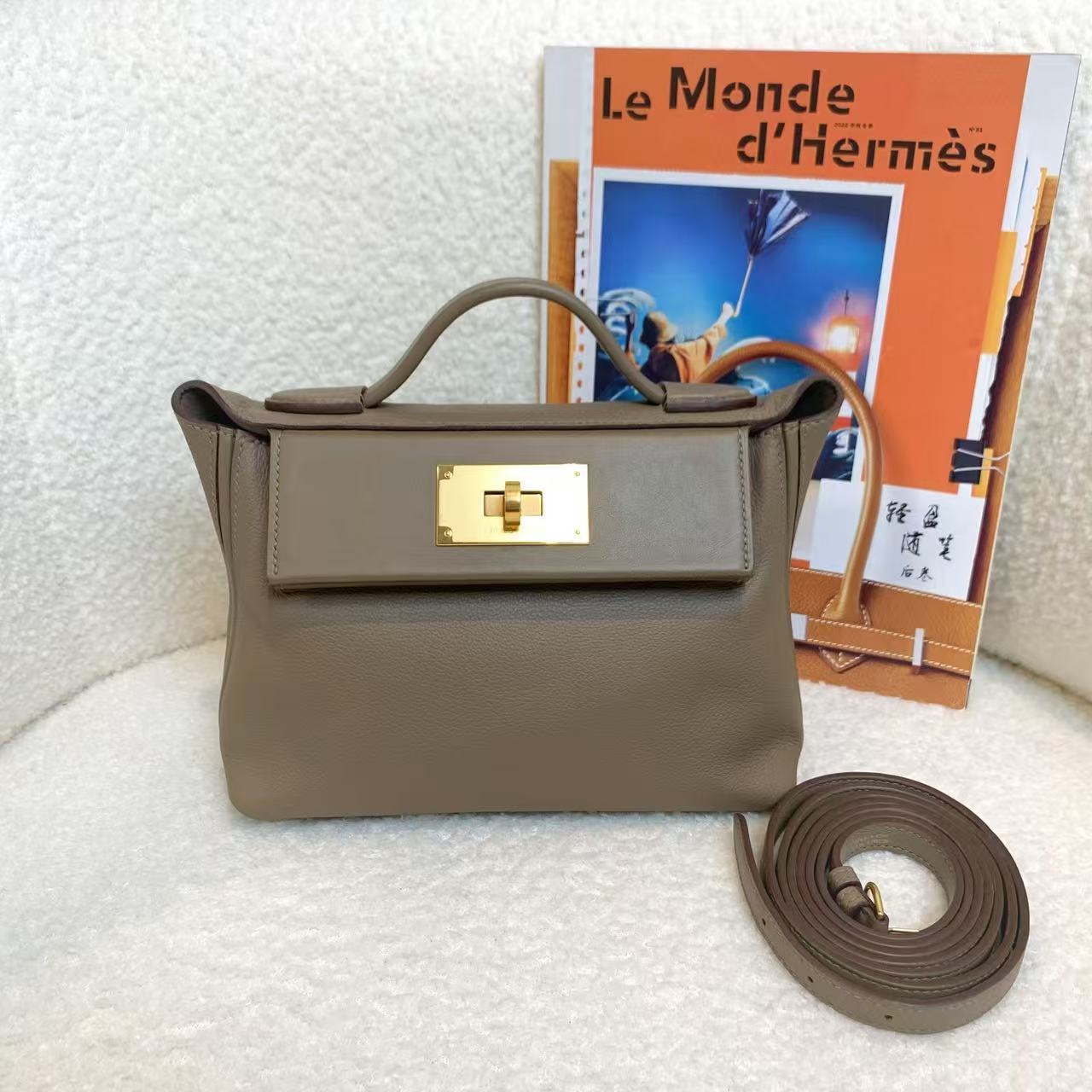 99新 Hermes/爱马仕 壹臻/ 大象灰金扣2424 mini 71358851