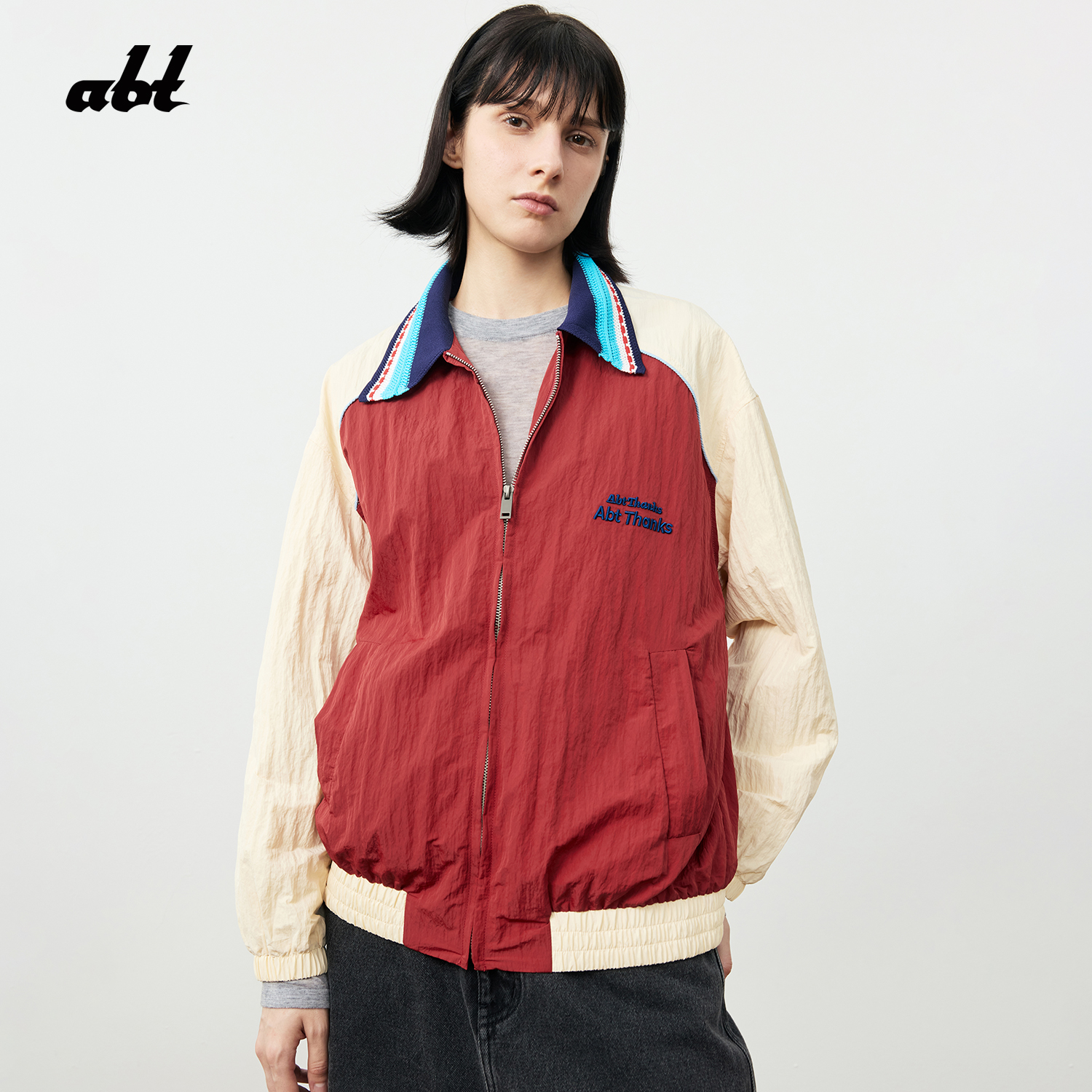 abt25秋季新款拼接彩色翻领外套美式复古男女同款abt507L03CF1059