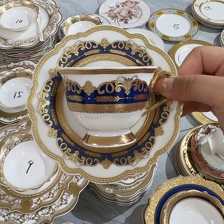 招****瓷80ml白色蓝金迷你杯1套