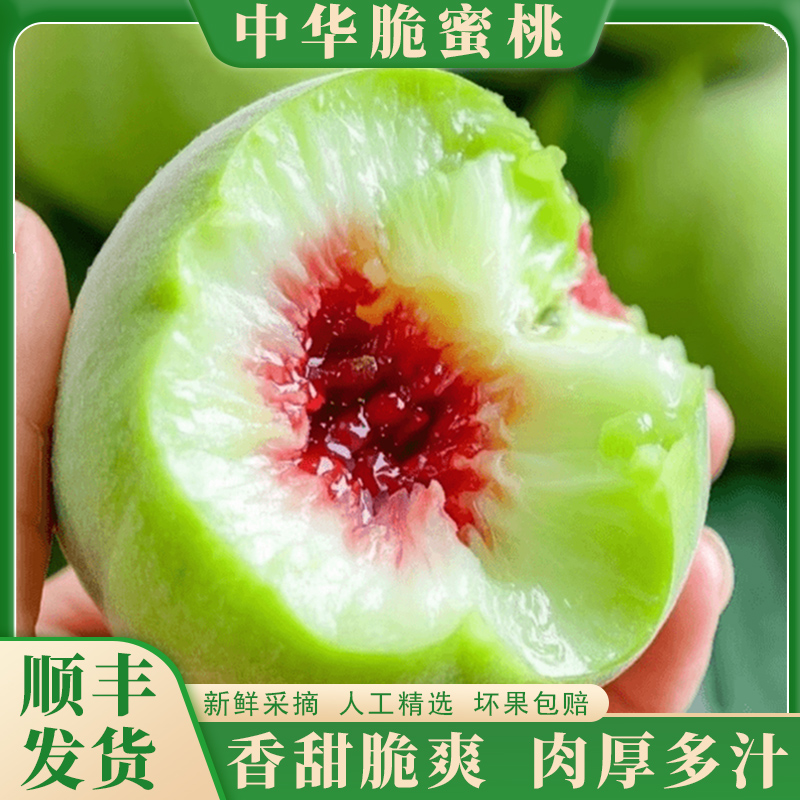 【顺丰】中华脆蜜桃新鲜时令水果湖南特产红心桃脆甜爽口现摘3斤起