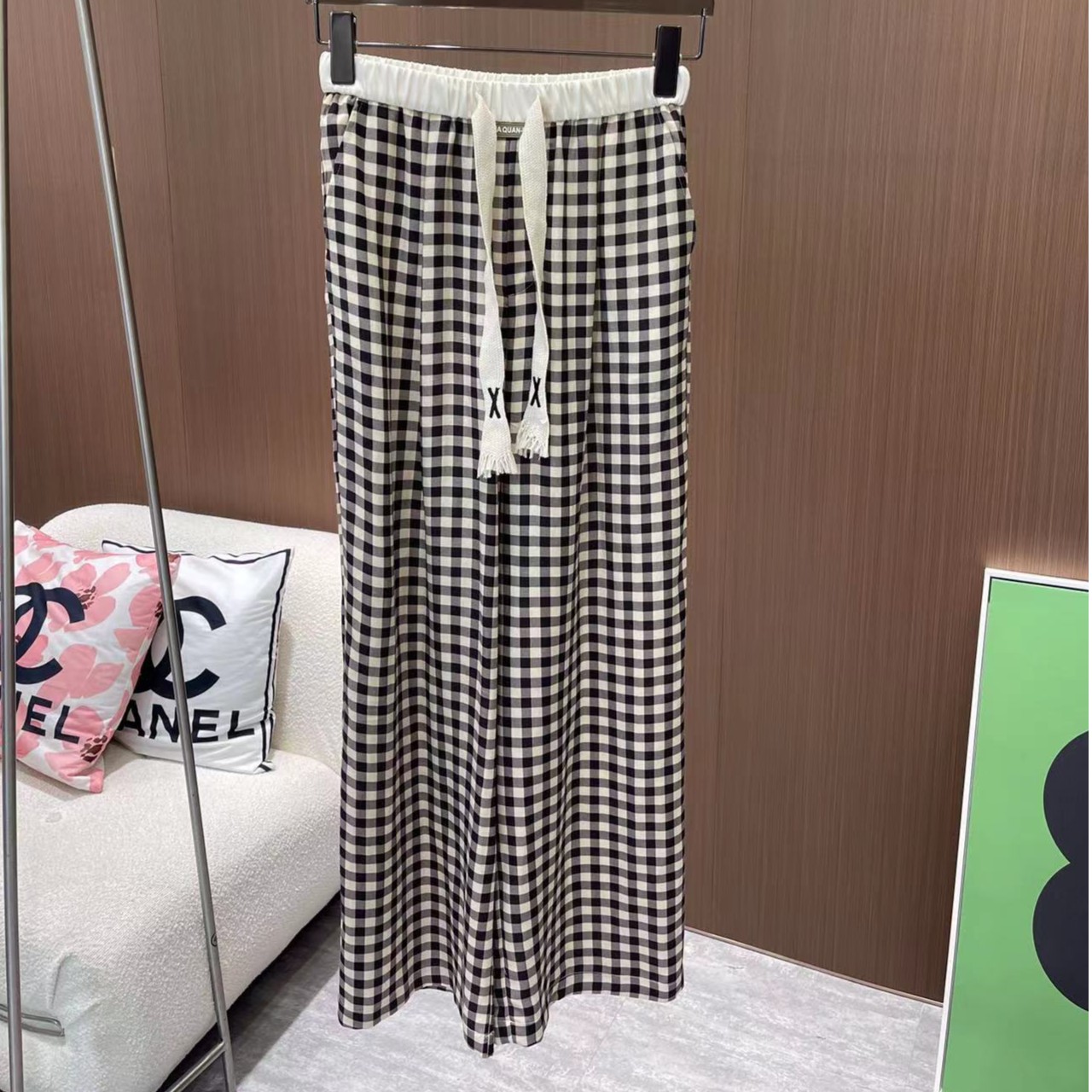 《CHUN》棋盘格抽绳阔腿裤