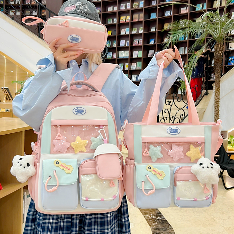 高颜值书包小学生三到六年级护脊双肩包日系复古风初中高中女背包