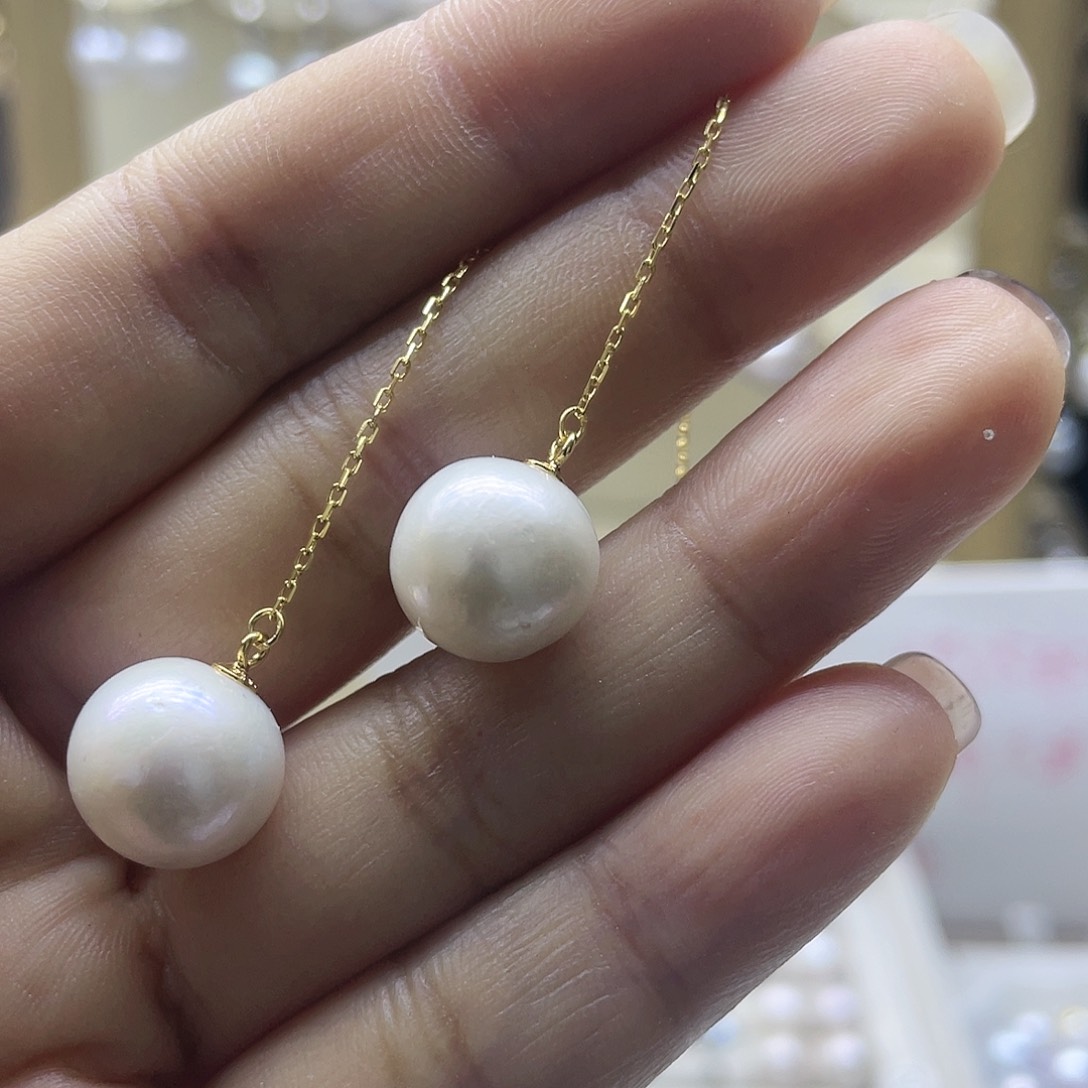 淡水珍珠耳饰银S925镶嵌