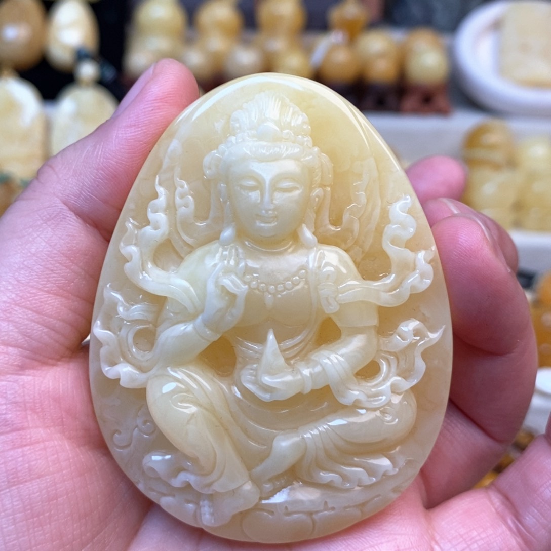 蜜蜡吊坠(赠链)未镶嵌天然蜜蜡观音吊坠