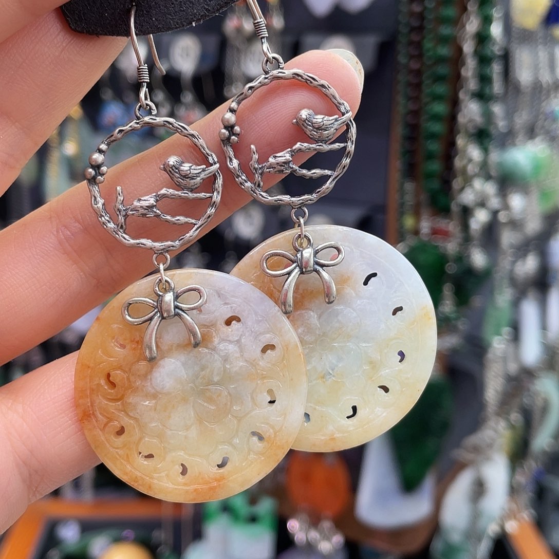 翡翠银S925镶嵌耳饰公****?900hnjhh