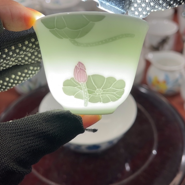 陶瓷醴陵手绘釉下五彩50毫升杯
