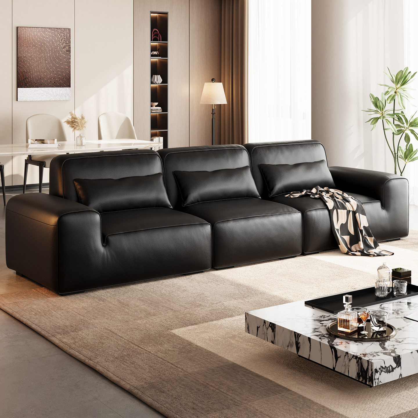 【达人专属】浪度家居大黑牛沙发1.8mm厚度真皮头层牛皮客厅简约