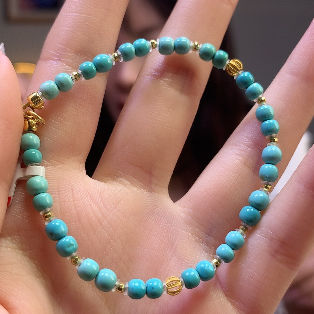 绿松石18K金镶嵌手链