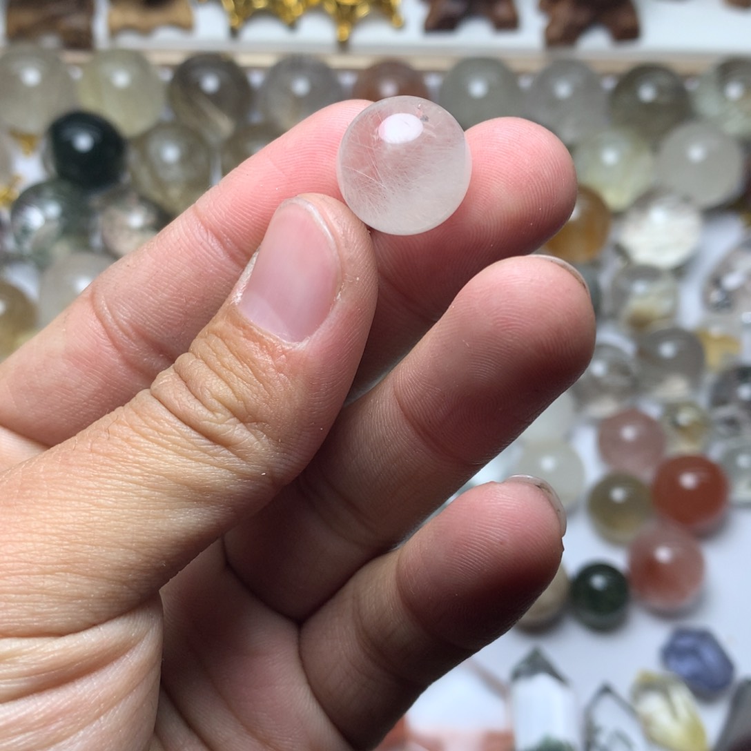 水晶珠宝半成品未镶嵌小*刀白兔毛球