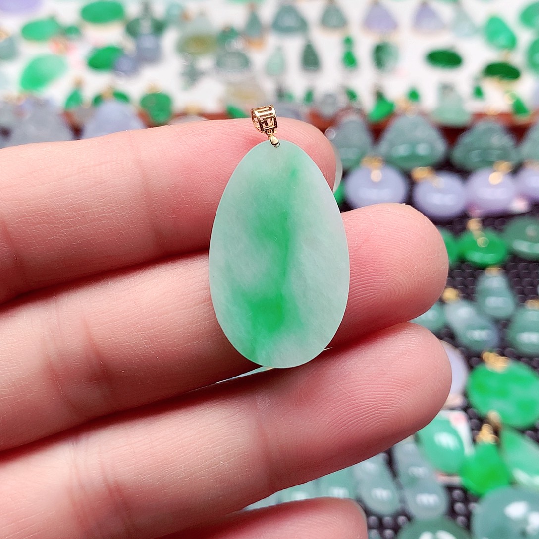 翡翠18K金镶嵌吊坠(不含链)