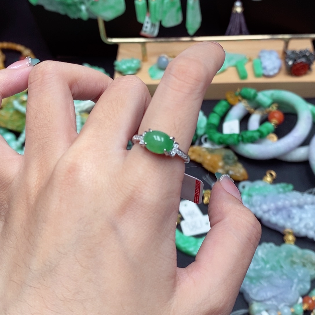 翡翠戒指银S925镶嵌