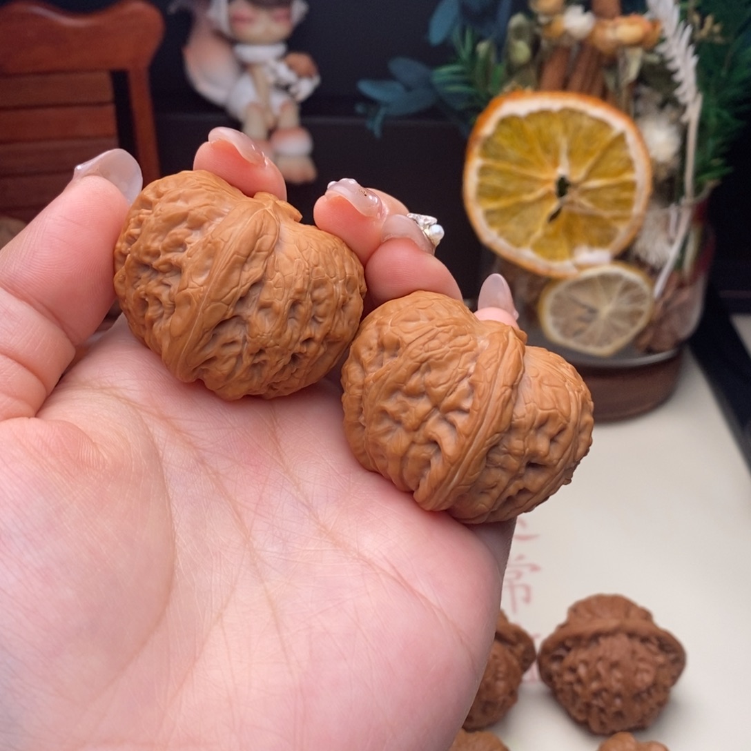 9***天把件桃核43➕平谷元宝