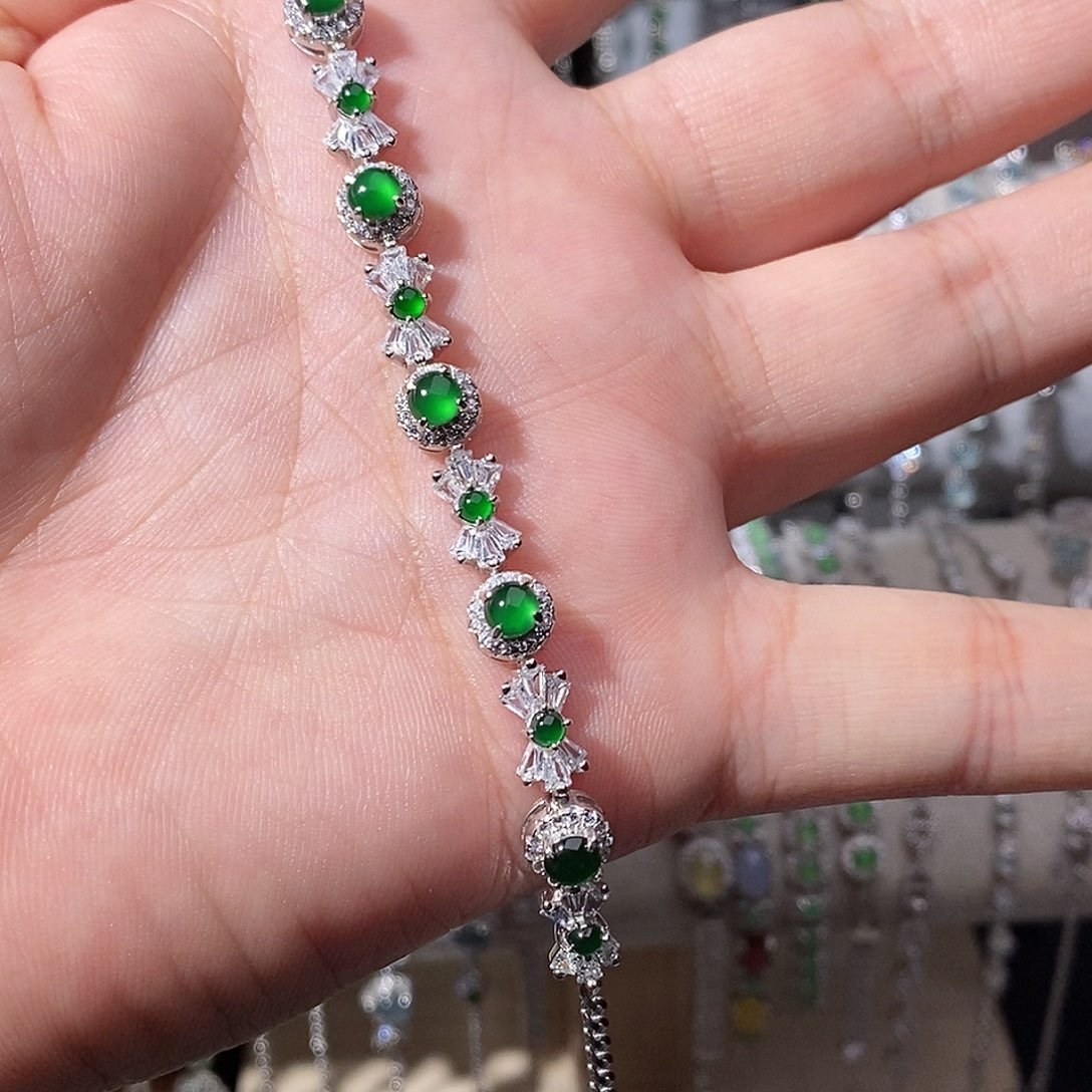 翡翠银S925镶嵌手链