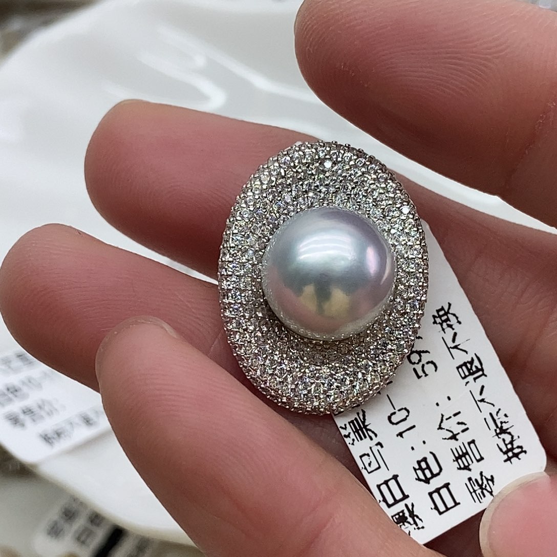 银S925镶嵌海水珍珠吊坠(不含链)@@AD0001