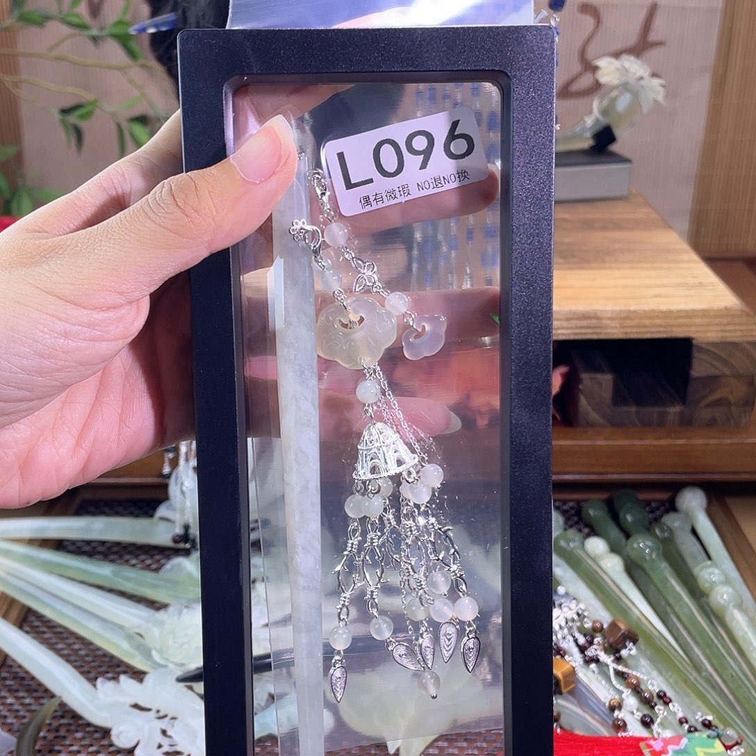 河***恙合金蛇纹石玉发饰